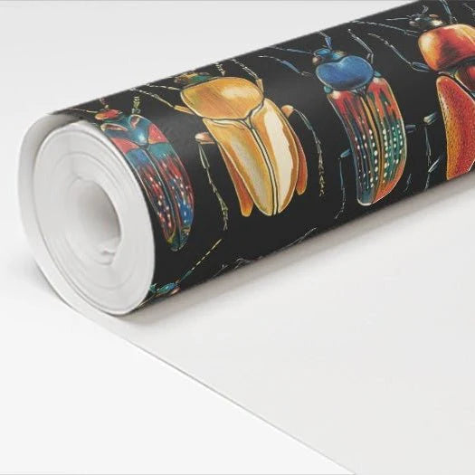 Painted Paper Corvus Beetles Wallpaper Peel and Stick