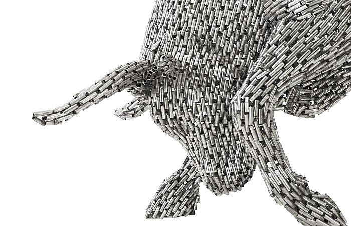 Phillips Collection ID96062 Bull Pipe Sculpture, Stainless Steel