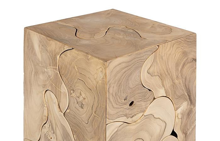 Phillips Collection ID116320 Teak Slice Pedestal, Square, Bleached , SM