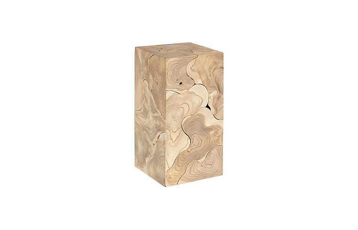 Phillips Collection ID116320 Teak Slice Pedestal, Square, Bleached , SM