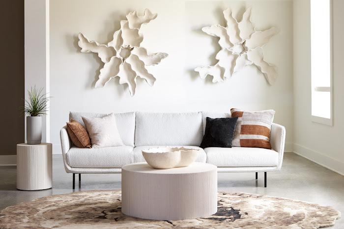 Phillips Collection PH116132 Contour Cast Root Flower Wall Art, White Stone