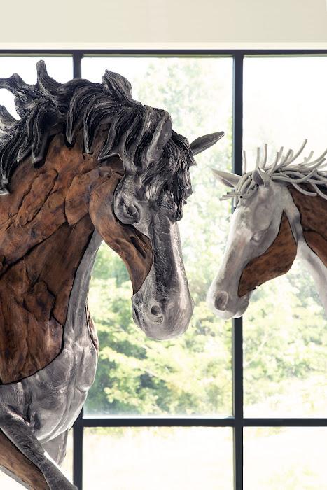 Phillips Collection ID113404 Mustang Horse Woodland Sculpture, Standing