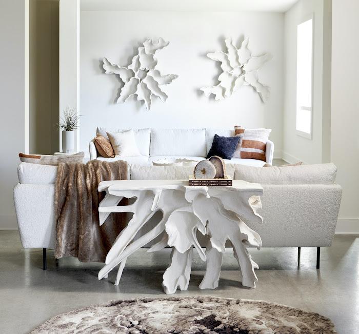 Phillips Collection PH116132 Contour Cast Root Flower Wall Art, White Stone