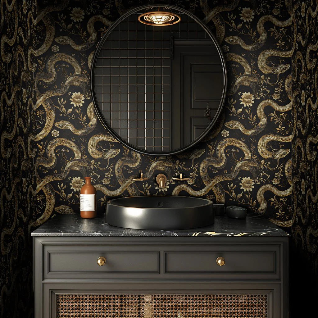 Painted Paper Orla Serpents Wallpaper Peel and Stick