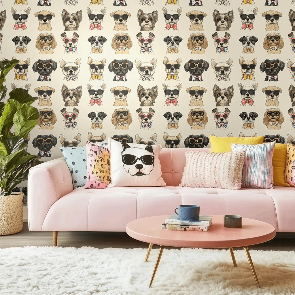 Painted Paper Pup-arazzi Wallpaper Peel and Stick