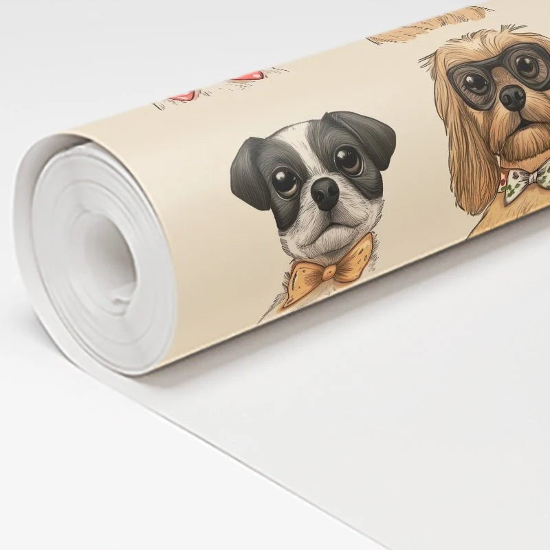 Painted Paper Pup-arazzi Wallpaper Peel and Stick