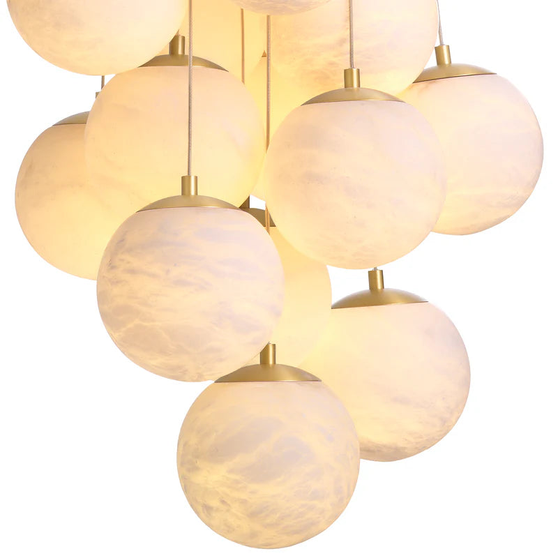 Eichholtz Sphinx L Chandelier, Alabaster, Antique Brass - Day Dreamer Decor