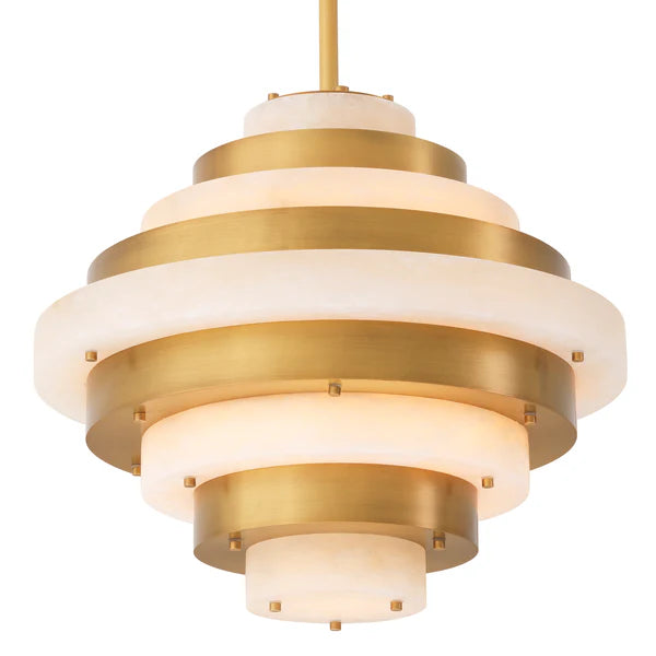 Eichholtz Lazzari Chandelier, Alabaster, Antique Brass - Day Dreamer Decor