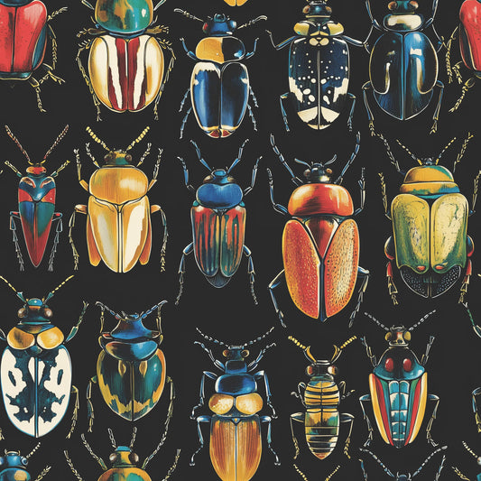 Painted Paper Corvus Beetles Wallpaper Peel and Stick