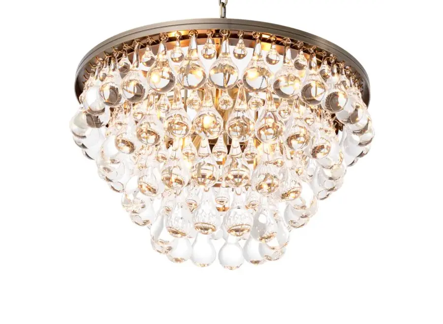 Eichholtz Bolzano Chandelier, Clear Glass, Light Brushed Brass Finish - Day Dreamer Decor