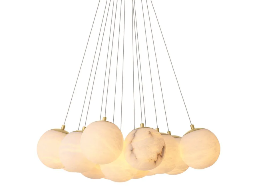 Eichholtz Sphinx L Chandelier, Alabaster, Antique Brass - Day Dreamer Decor