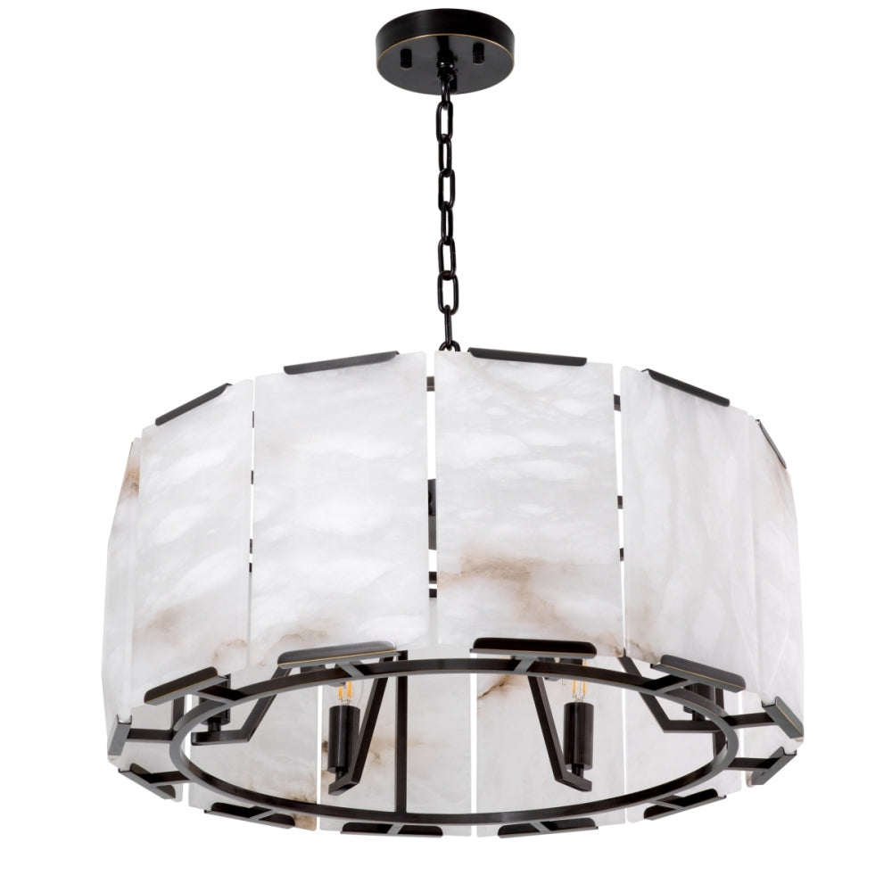 Eichholtz Ortiz Chandelier, Alabaster, Bronze Highlight Finish - Day Dreamer Decor