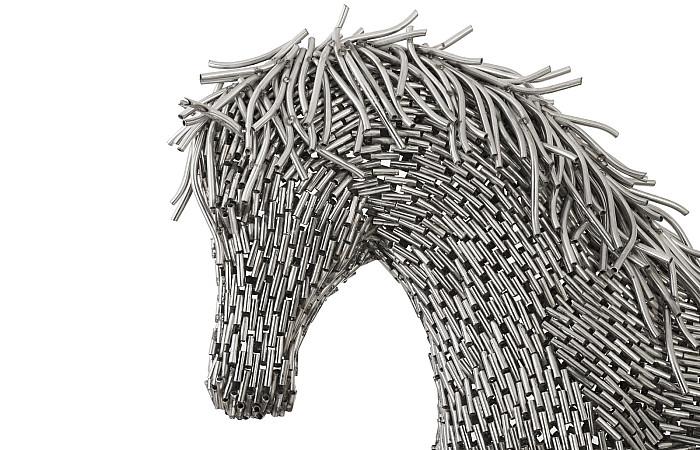 Phillips Collection ID96061 Horse Pipe Sculpture, Walking, Stainless Steel