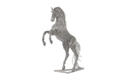 Phillips Collection ID96059 Horse Pipe Sculpture, Rearing, Stainless Steel