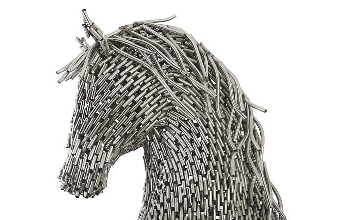 Phillips Collection ID96059 Horse Pipe Sculpture, Rearing, Stainless Steel