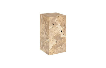 Phillips Collection Small Artisan Sculpted Teak Slice Pedestal-Day Dreamer Decor