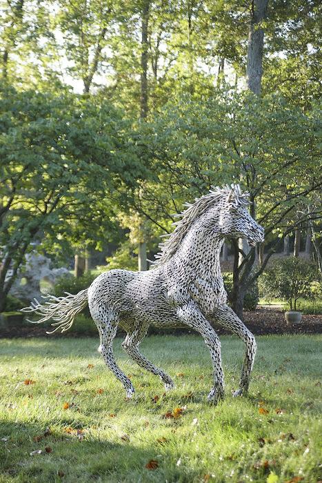 Phillips Collection ID96060 Horse Pipe Sculpture, Galloping, Stainless Steel