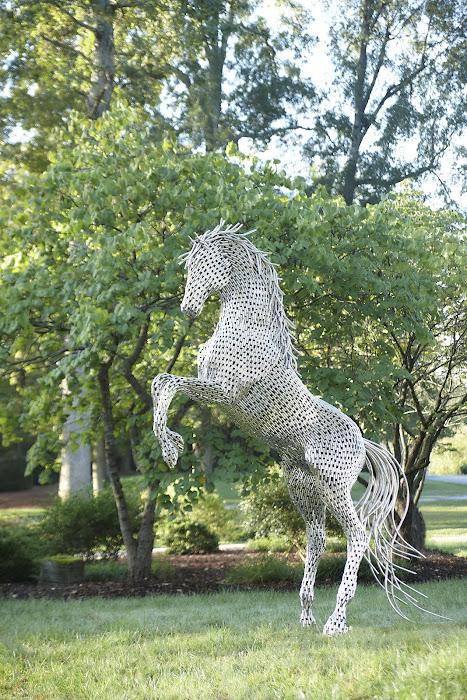 Phillips Collection ID96059 Horse Pipe Sculpture, Rearing, Stainless Steel