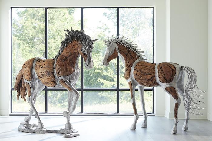 Phillips Collection ID113404 Mustang Horse Woodland Sculpture, Standing