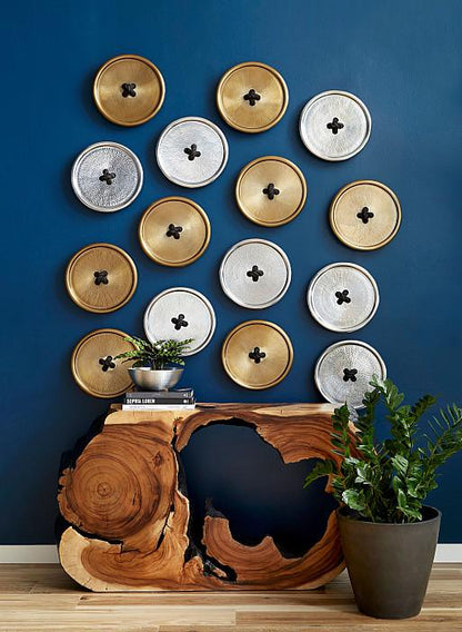 Phillips Collection Whimsical Button Wall Tile, Hammered Aluminum Finish-Day Dreamer Decor