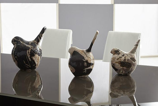 Phillips Collection Earthy Variety Petrified Wood Birds, Set of 3-Day Dreamer Decor