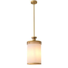 Eichholtz Fayence Pendant, White Glass, Antique Brass - Day Dreamer Decor