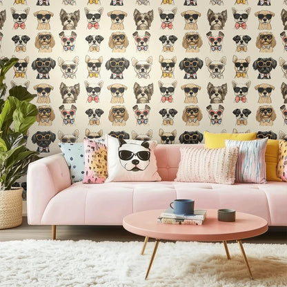 Painted Paper Pup-arazzi Wallpaper Peel and Stick