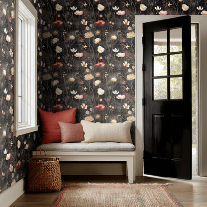 Painted Paper Tina Abstract Floral Wallpaper Peel and Stick - Day Dreamer Decor
