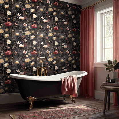 Painted Paper Tina Abstract Floral Wallpaper Peel and Stick - Day Dreamer Decor